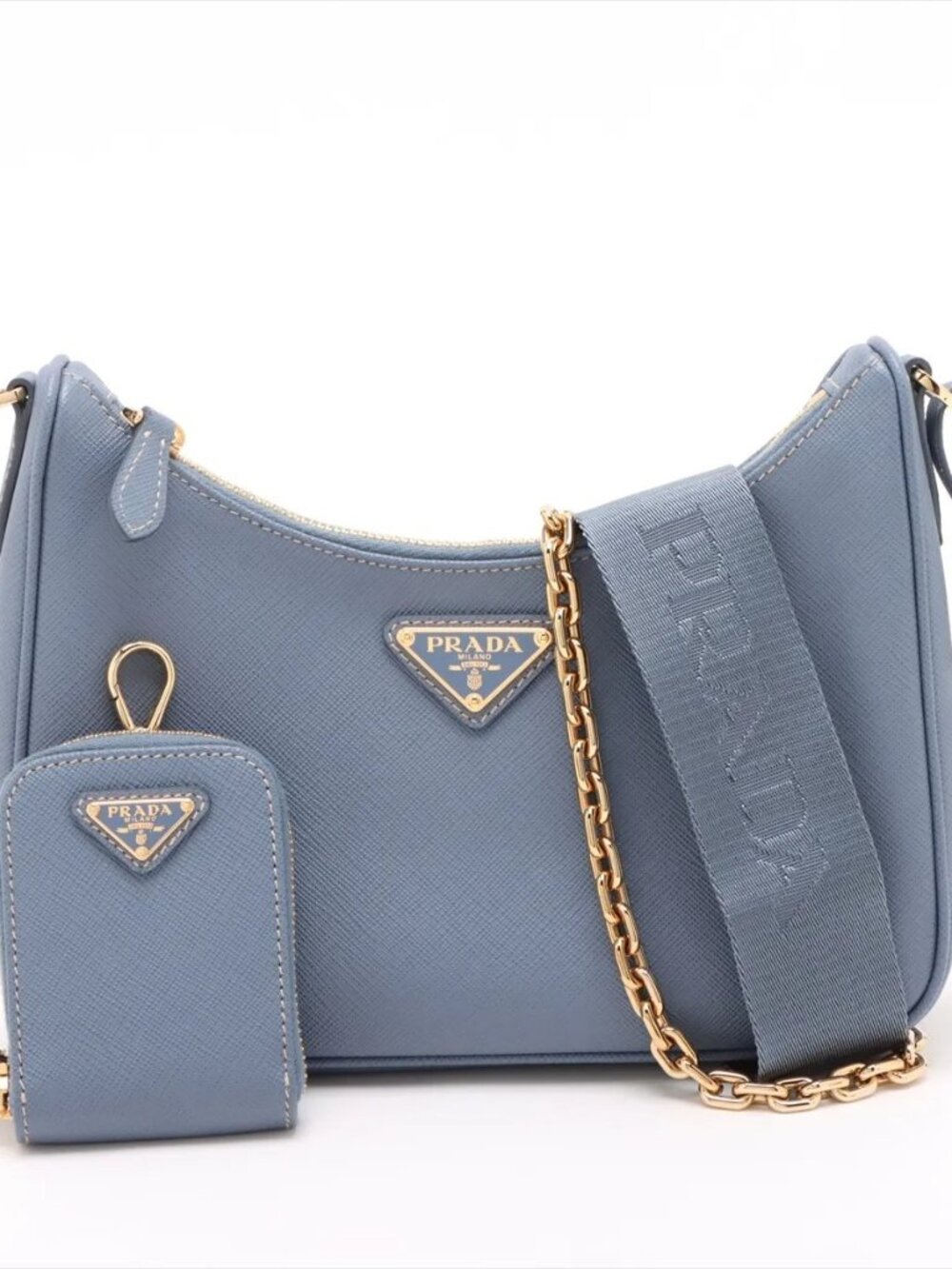 Prada Saffiano Leather 2-Way Shoulder Bag Blue